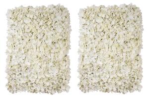 Set of 2 Artificial Hydrangea Flower Wall Panels White