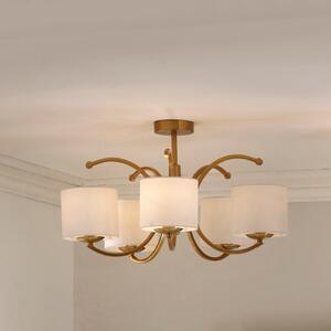 Arcadia 5 Arm Semi Flush Pendant, Brass Gold