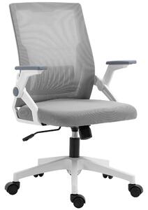 Vinsetto Ergonomic Mesh Office Chair with Lumbar Support, Adjustable Height, Flip-up Armrests, and Swivel Wheels, Grey