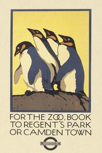 Fine Art Print Vintage London Zoo Poster (Featuring Penguins), (26.7 x 40 cm)