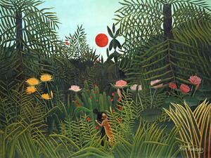 Fine Art Print Setting Sun in the Virgin Forest (Tropical Rainforest Landscape) - Henri Rousseau, (40 x 30 cm)