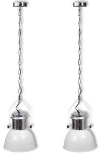 Ceiling Lamp 2 pcs Height-adjustable Modern White Metal