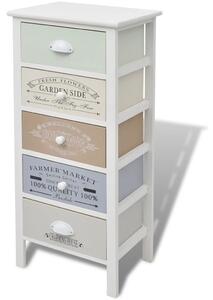 French Storage Cabinet 5 Drawers Wood