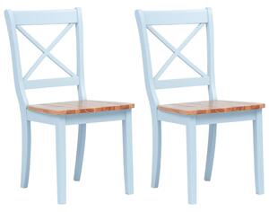 Dining Chairs 2 pcs Grey and Light Wood Solid Rubber Wood