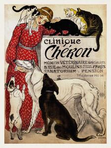 Fine Art Print Clinique Cheron, Cats & Dogs (Distressed Vintage French Poster) - Théophile Steinlen, (30 x 40 cm)