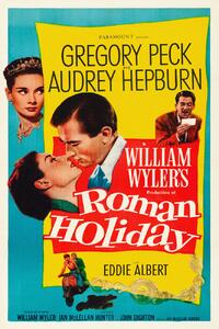 Fine Art Print Roman Holiday, Ft. Audrey Hepburn & Gregory Peck (Vintage Cinema / Retro Movie Theatre Poster / Iconic Film Advert), (26.7 x 40 cm)
