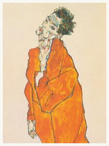 Fine Art Print Man in an Orange Jacket (Male Self Portrait) - Egon Schiele, (30 x 40 cm)