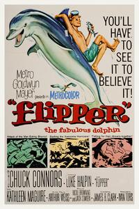Fine Art Print Flipper, The Fabulous Dolphin (Vintage Cinema / Retro Movie Theatre Poster / Iconic Film Advert), (26.7 x 40 cm)
