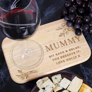 Personalised Floral Wooden Coaster Tray Natural