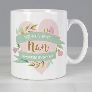 Personalised Floral Heart Mug White