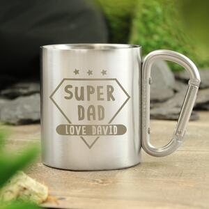 Personalised Super Dad Stainless Steel Mug White