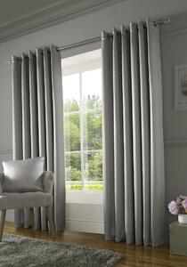 Burj Lined Ready Made Eyelet Curtains Silver