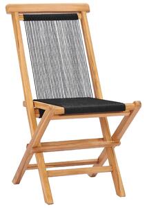 Folding Garden Chairs 2 pcs Solid Teak Wood and Rope