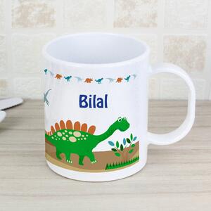 Personalised Dinosaur Plastic Mug White