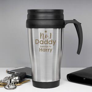 Personalised No1 Daddy Travel Mug Silver