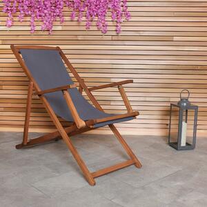Eucalyptus Grey Wooden Deck Chair Grey