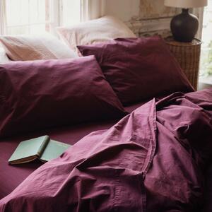Piglet Mulberry Washed Percale Cotton Flat Sheet Size Super King