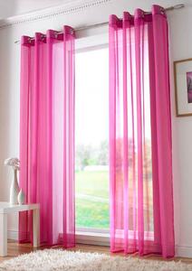 Plain Ring Top Ready Made Single Voile Curtain Cerise
