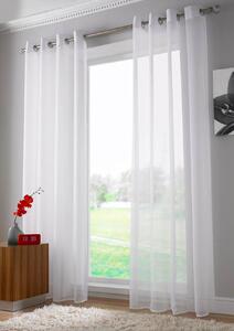 Plain Ring Top Ready Made Single Voile Curtain White