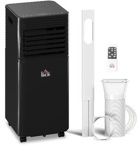 HOMCOM 9000 BTU 4-In-1 Compact Portable Mobile Air Conditioner Unit Cooling Dehumidifying Ventilating w/ Fan Remote LED 24h Timer, Black Aosom UK