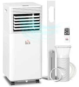 HOMCOM 9000 BTU 4-In-1 Compact Portable Mobile Air Conditioner Unit Cooling Dehumidifying Ventilating w/ Fan Remote LED 24Hr Timer Auto Shut-Down