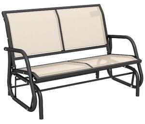 Outsunny Gliding Patio Loveseat: Double Swing Bench for Alfresco Seating, Powder-Coated Steel Frame, Beige Aosom UK