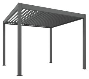 Outsunny 3 x 3(m) Electric Louvered Pergola with LED Lights, Aluminium Pergola Hardtop Gazebo with Remote, Adjustable Roof and Drainage System, Water and UV Proof