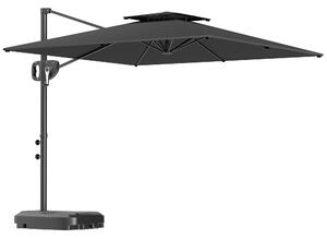 Outsunny Cantilever Parasol with Weighted Base Double Top Garden Parasol Square Hanging Patio Umbrella with Crank Tilt Dark Grey