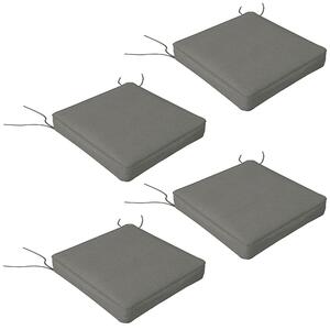 Outsunny Patio Chair Cushions, 4-Piece Seat Pillow Replacement Set with Ties, Indoor Outdoor Use, Charcoal Grey Aosom UK