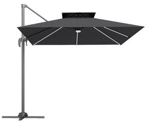 Outsunny 2.5m Cantilever Parasol with Solar Powered LED Lights, 360° Rotation, Tilt Adjustment, Crank Handle, Dark Grey