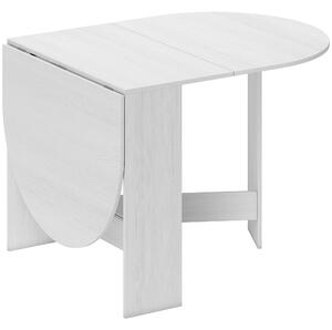 HOMCOM Folding Dining Table, Drop Leaf Table for Small Spaces, Oval Tabletop for Dining Room, Ash Wood-Effect