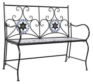 Bench DKD Home Decor Ceramic Mosaic Black Metal Multicolour (111 x 54 x 88 cm)