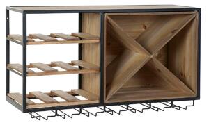Bottle rack DKD Home Decor 80 x 24 x 44 cm Fir Natural Black Metal Brown MDF Wood