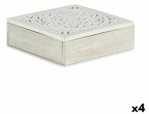 Decorative box White Wood 22 x 7,5 x 22 cm (4 Units)