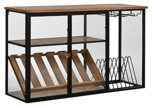Bottle rack Home ESPRIT Black Natural Wood Metal Crystal 102 x 32 x 60 cm