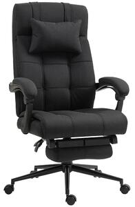 Vinsetto Office Desk Chair with Footrest, Headrest Pillow, Home Office Chair with Reclining Backrest, Swivel Wheels, Black
