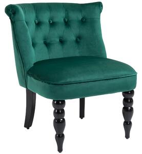 Velvet Accent Chair, HOMCOM Button Tufted Wingback Chair with Rubber Wood Legs for Living Room, Bedroom, Dark Green Aosom UK