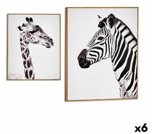 Painting Zebra Giraffe Particleboard 41,2 x 51,5 x 2 cm (6 Units)