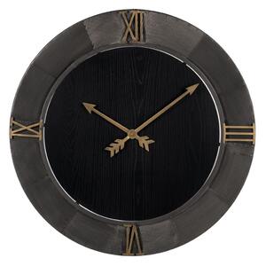 Wall Clock Black Golden Iron MDF Wood 80 x 2,5 x 80 cm