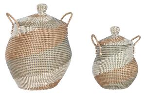 Basket set Home ESPRIT Orange Natural Seagrass Tropical (2 Pieces)