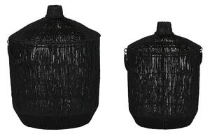 Basket set Home ESPRIT Black Jute Metal (2 Pieces)