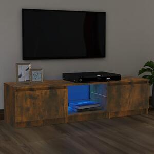 TV Cabinet with LED Lights Smoked Oak 140x40x35.5 cm