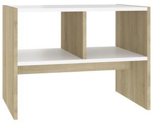 Side Table White and Sonoma Oak 60x40x45 cm Engineered Wood