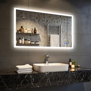 Rectangular backlit bathroom mirror 120x70cm with Dual color, Touch Switch, Demister