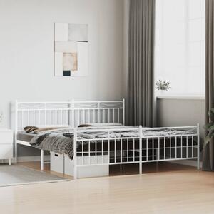 Metal Bed Frame with Headboard and Footboard White 180x200 cm