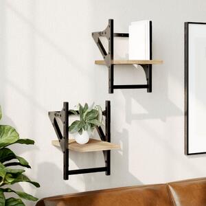 Wall Shelves with Bars 2 pcs Sonoma Oak 20x25x30 cm