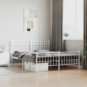 Metal Bed Frame with Headboard and Footboard White 160x200 cm
