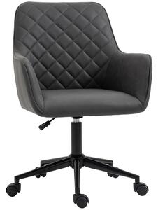 Vinsetto Swivel Office Chair, Leather-Feel Fabric, Home Study Leisure Chair with Wheels, Grey