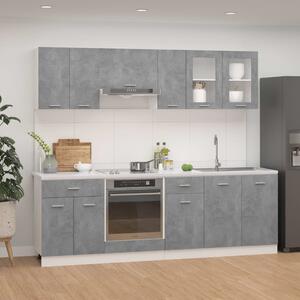 8 Piece Kitchen Cabinet Set Concrete Grey Engineered Wood