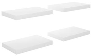 Floating Wall Shelves 4 pcs High Gloss White 40x23x3.8 cm MDF